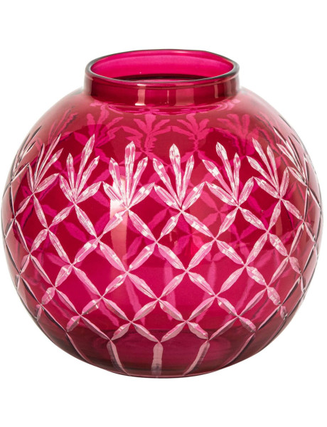 Vase rond en verre rose à relief 11x11x19 cm Chioggia J-Line - 1
