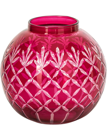Vase rond en verre rose à relief 11x11x19 cm Chioggia J-Line - 1