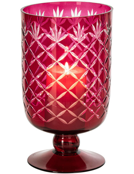Photophore sur pied en verre rose à relief 15,5x15,5x26,5 cm Chioggia J-Line - 3