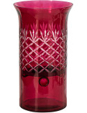 Grand photophore en verre rose à relief 19x19x34 cm Chioggia