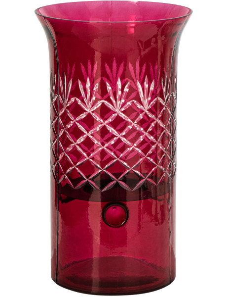 Grand photophore en verre rose à relief 19x19x34 cm Chioggia J-Line - 1