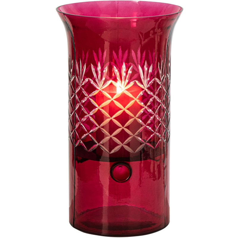Grand photophore en verre rose à relief 19x19x34 cm Chioggia J-Line - 3
