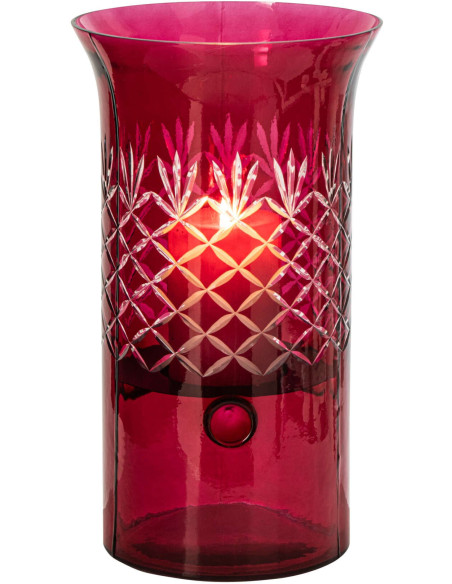 Grand photophore en verre rose à relief 19x19x34 cm Chioggia J-Line - 3