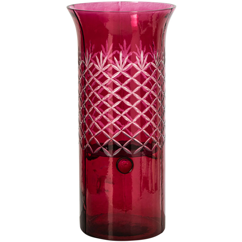 Grand photophore en verre rose à relief 41 cm Chioggia J-Line - 1