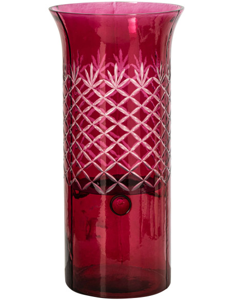 Grand photophore en verre rose à relief 41 cm Chioggia J-Line - 1