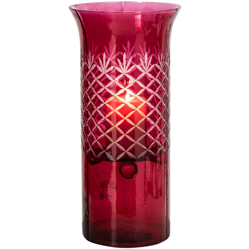 Grand photophore en verre rose à relief 41 cm Chioggia J-Line - 3