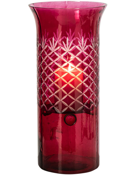 Grand photophore en verre rose à relief 41 cm Chioggia J-Line - 3