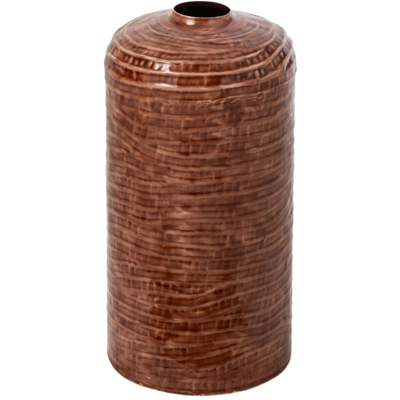 Grand vase en métal brun martelé 28x28x56 cm Vonderdam J-Line - 1