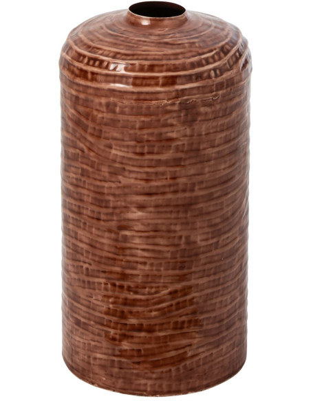Grand vase en métal brun martelé 28x28x56 cm Vonderdam J-Line - 1