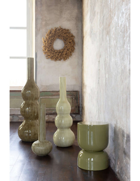 Vase de sol en métal vert olive 40x40x122 cm Lunendam J-Line - 2