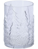 Photophore verre transparent décor sapins 16x16x23,5 cm Vinterdam