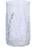Photophore en verre transparent décor sapins 16x16x27,5 cm Vinterdam