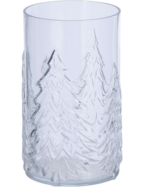 Photophore en verre transparent décor sapins 16x16x27,5 cm Vinterdam J-Line - 1