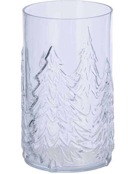 Photophore en verre transparent décor sapins 16x16x27,5 cm Vinterdam J-Line - 1