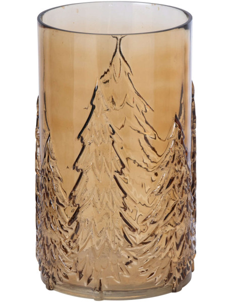 Photophore en verre ambré sapins 16x16x27,5 cm Vinterdam J-Line - 1