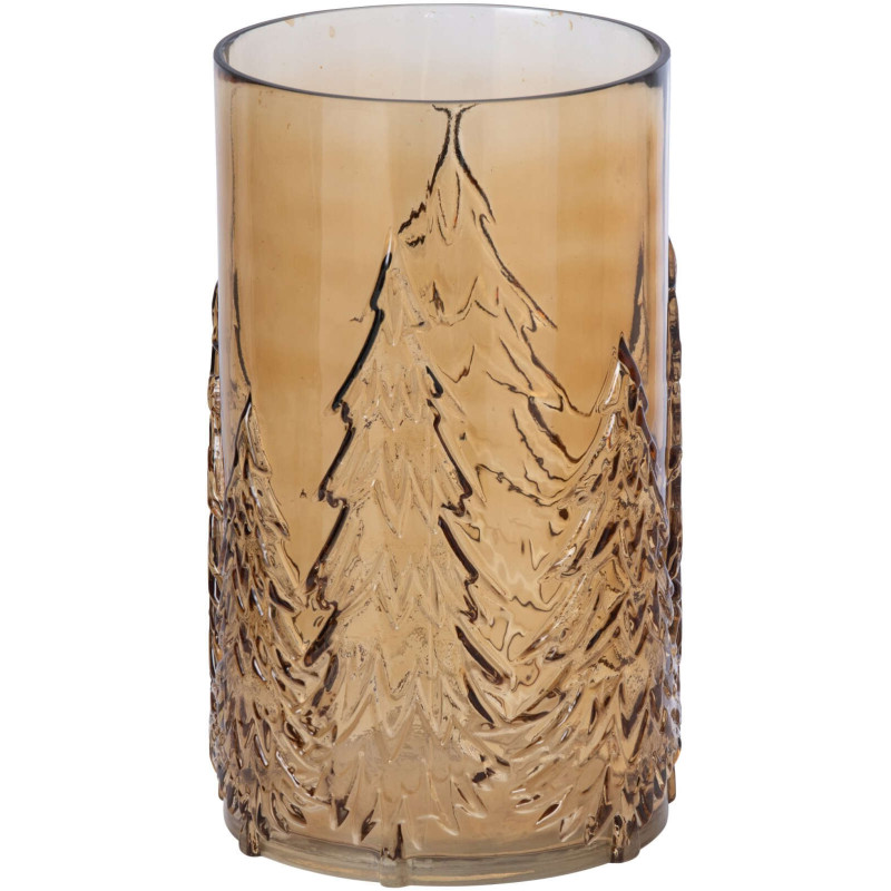 Photophore en verre ambré sapins 16x16x27,5 cm Vinterdam J-Line - 1