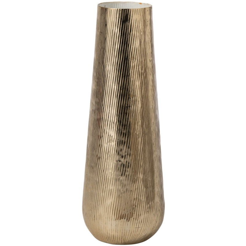 Vase haut aluminium doré strié 22x22x64 cm Zierikzee J-Line - 2