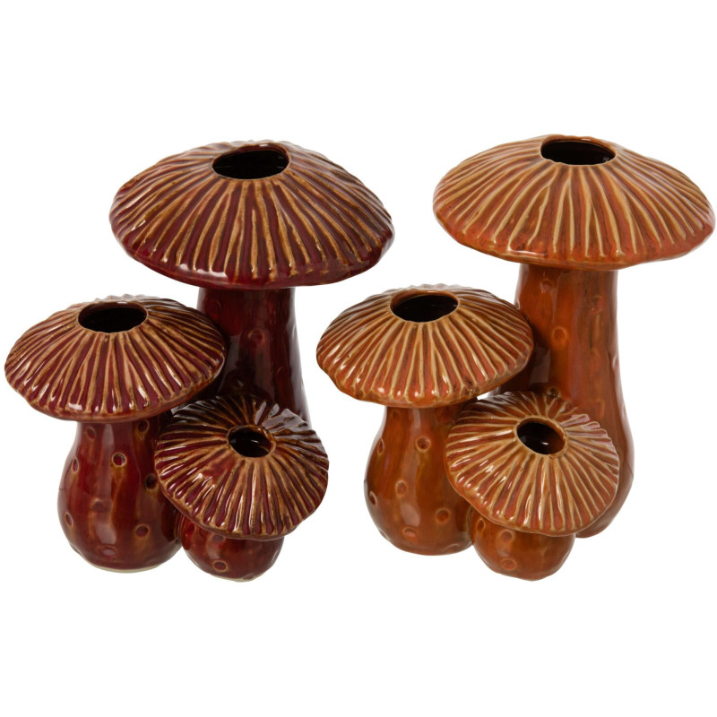 Lot de 2 vases champignon en grès brun 19 cm Diever J-Line - 1
