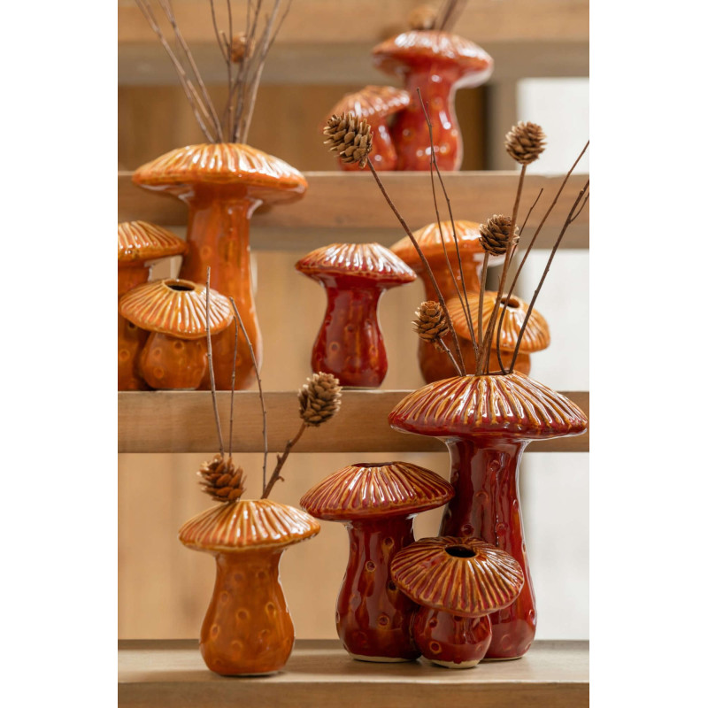 Lot de 2 vases champignon en grès brun 19 cm Diever J-Line - 2