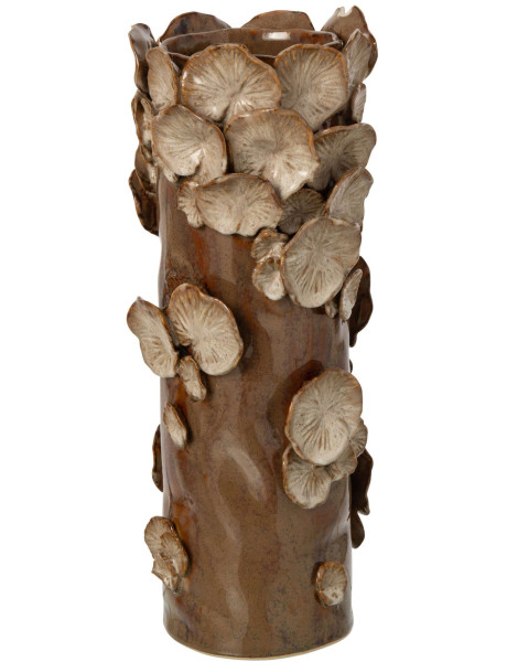 Vase champignon en grès brun beige 15,5x15,5x37 cm Dwingeloo J-Line - 1