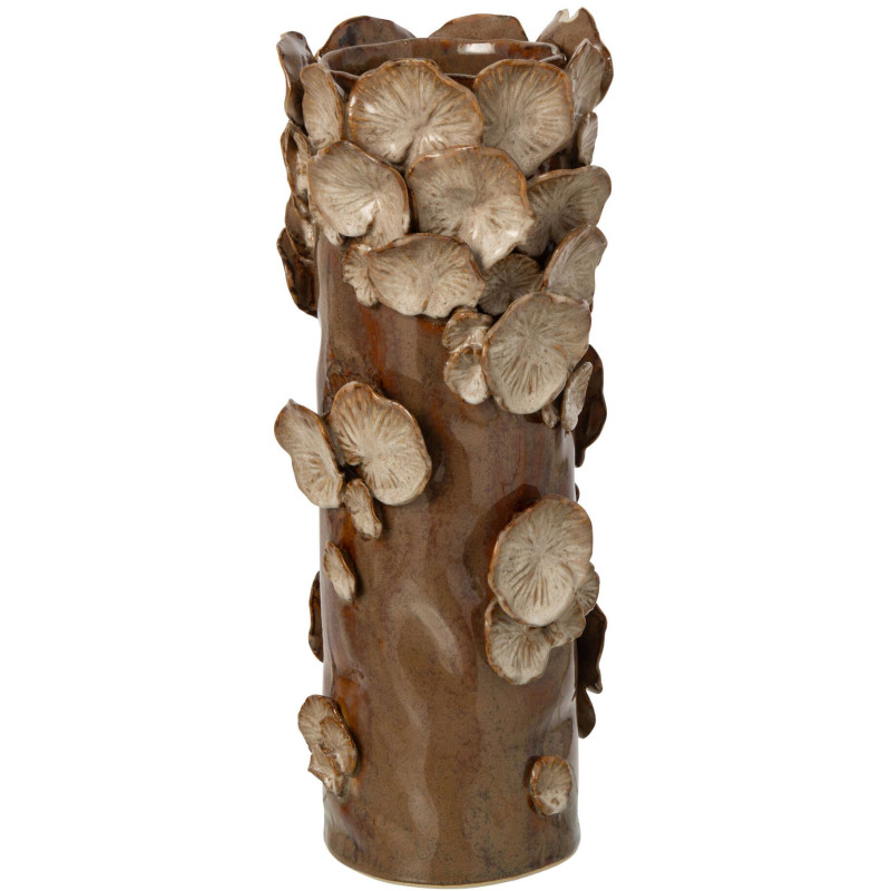 Vase champignon en grès brun beige 15,5x15,5x37 cm Dwingeloo J-Line - 1