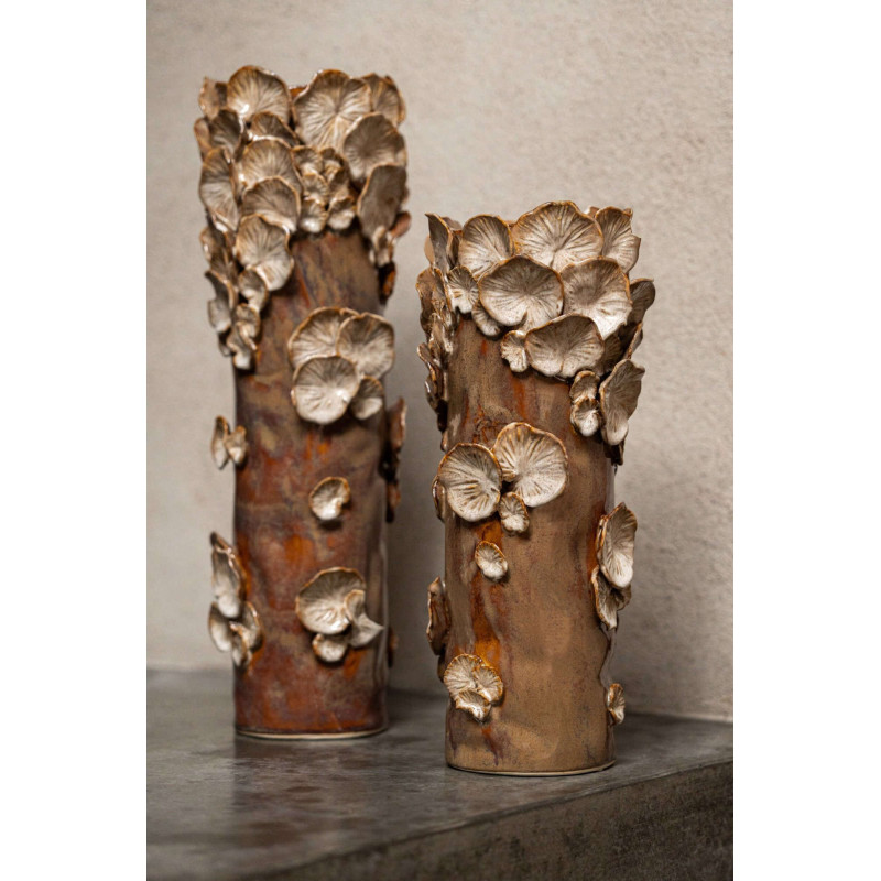 Vase champignon en grès brun beige 15,5x15,5x37 cm Dwingeloo J-Line - 2