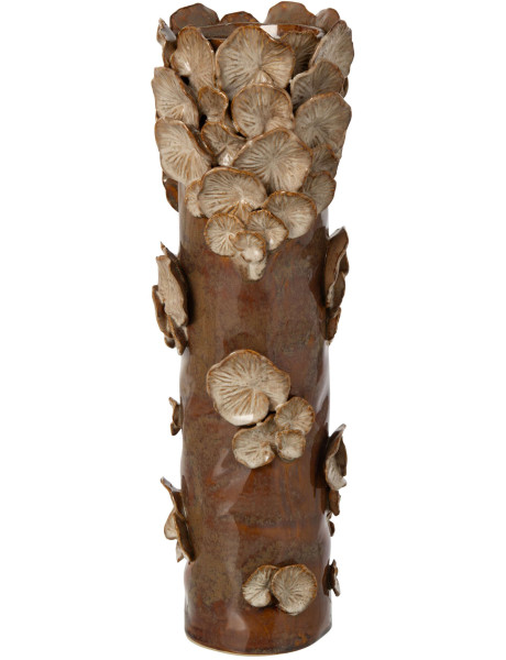 Vase champignon en grès brun beige 15,5x15,5x46,5 cm Dwingeloo J-Line - 1
