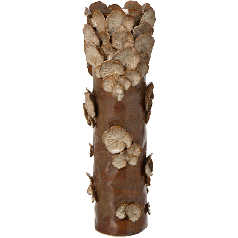 Vase champignon en grès brun beige 15,5x15,5x46,5 cm Dwingeloo J-Line - 1