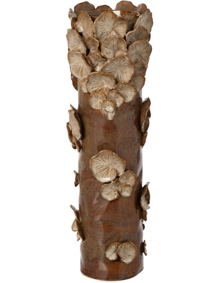 Vase champignon en grès brun beige 15,5x15,5x46,5 cm Dwingeloo J-Line - 1