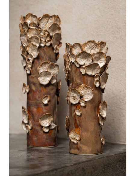 Vase champignon en grès brun beige 15,5x15,5x46,5 cm Dwingeloo J-Line - 2