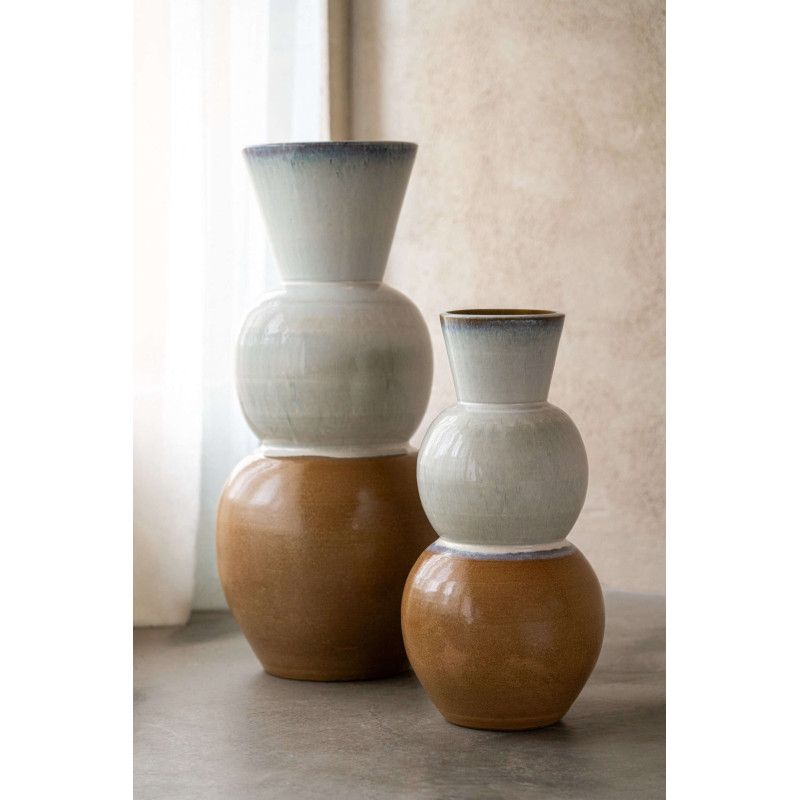 Vase céramique caramel bleu clair 50 cm Sorvade J-Line - 2