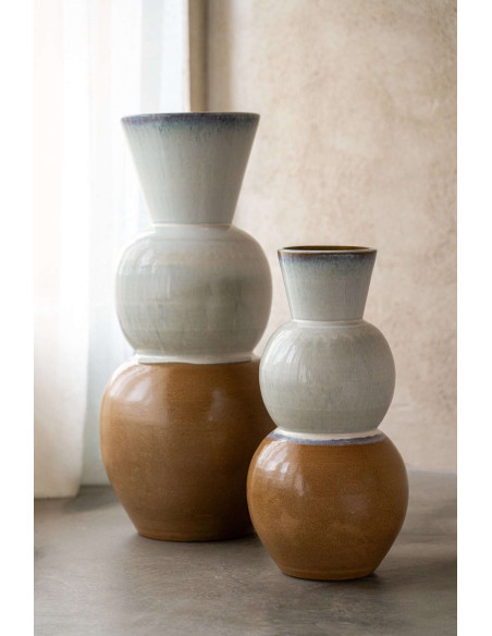 Vase céramique caramel bleu clair 50 cm Sorvade J-Line - 2