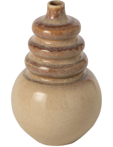 Vase céramique beige brun annelé 30 cm Kleiveld J-Line - 1