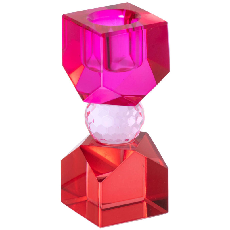 Bougeoir verre fuchsia rouge 10 cm Virello J-Line - 1