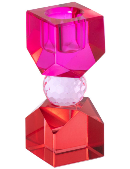 Bougeoir verre fuchsia rouge 10 cm Virello J-Line - 1