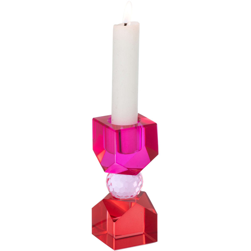 Bougeoir verre fuchsia rouge 10 cm Virello J-Line - 3