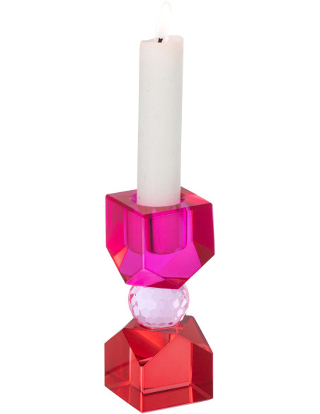Bougeoir verre fuchsia rouge 10 cm Virello J-Line - 3