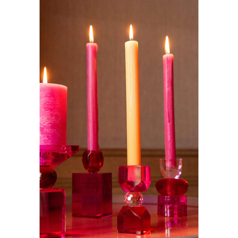 Bougeoir verre fuchsia rouge 10 cm Virello J-Line - 2