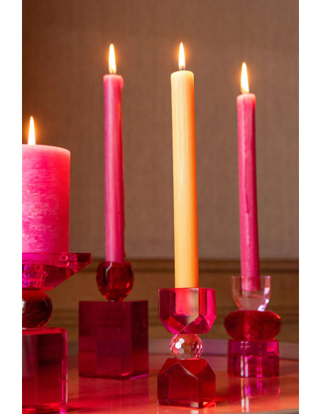 Bougeoir verre fuchsia rouge 10 cm Virello J-Line - 2