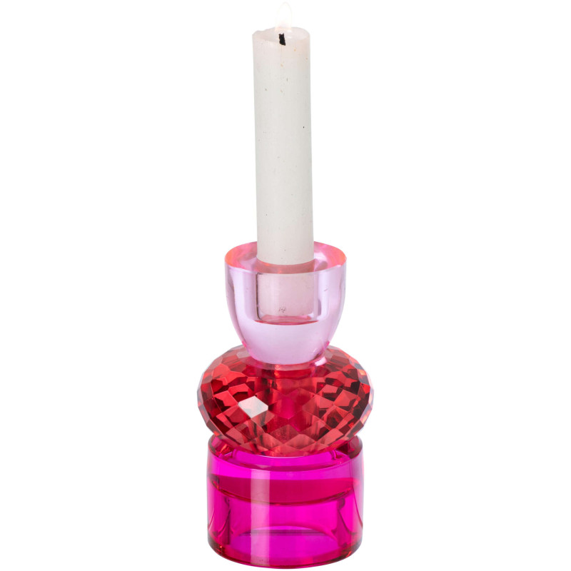Bougeoir réversible verre fuchsia rouge 11,5 cm Virello J-Line - 3