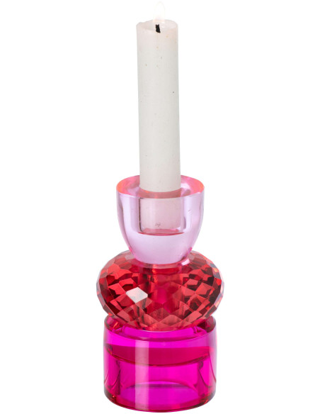 Bougeoir réversible verre fuchsia rouge 11,5 cm Virello J-Line - 3