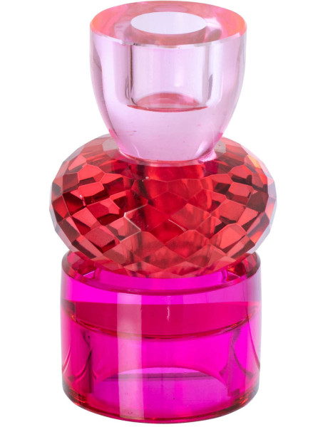 Bougeoir réversible verre fuchsia rouge 11,5 cm Virello J-Line - 1