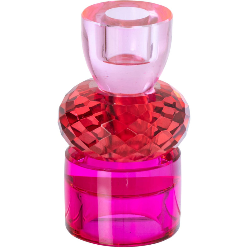 Bougeoir réversible verre fuchsia rouge 11,5 cm Virello J-Line - 1
