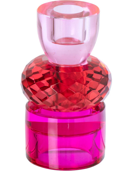 Bougeoir réversible verre fuchsia rouge 11,5 cm Virello J-Line - 1