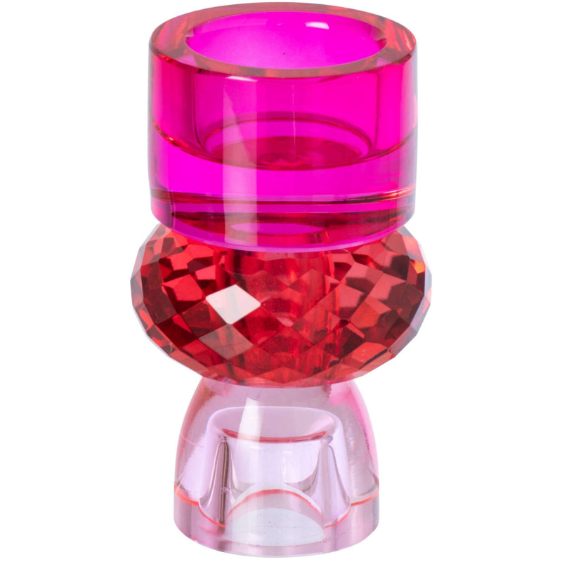 Bougeoir réversible verre fuchsia rouge 11,5 cm Virello J-Line - 4