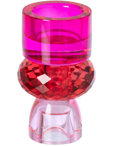 Bougeoir réversible verre fuchsia rouge 11,5 cm Virello J-Line - 4