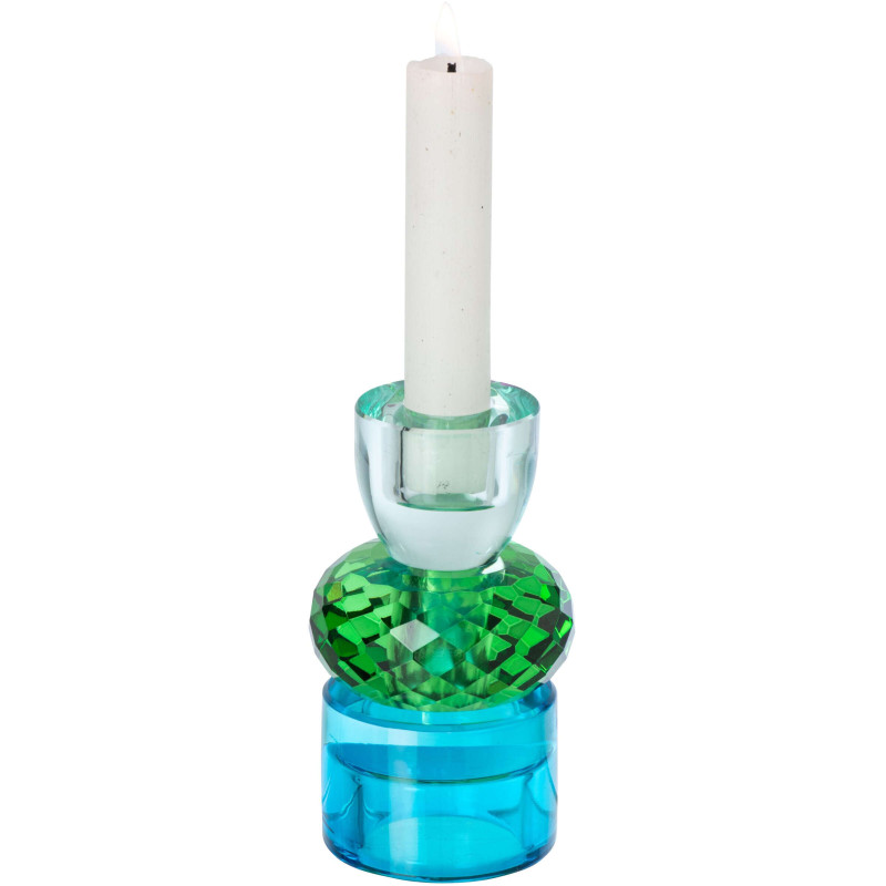 Bougeoir réversible verre bleu vert 11,5 cm Virello J-Line - 3