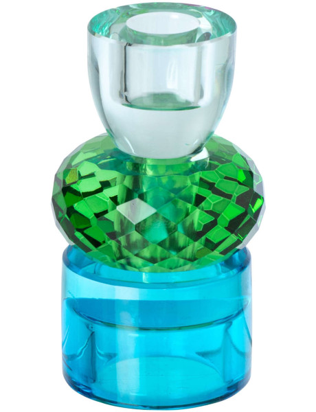 Bougeoir réversible verre bleu vert 11,5 cm Virello J-Line - 1