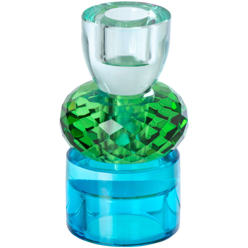 Bougeoir réversible verre bleu vert 11,5 cm Virello J-Line - 1
