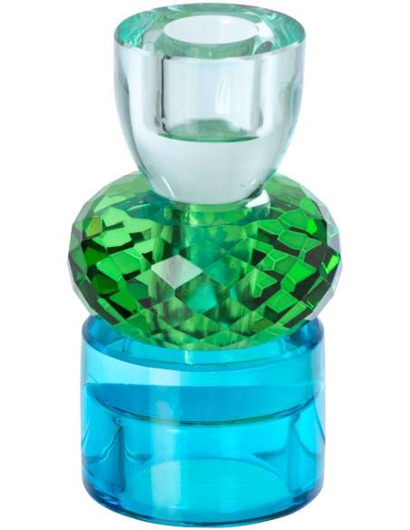 Bougeoir réversible verre bleu vert 11,5 cm Virello J-Line - 1